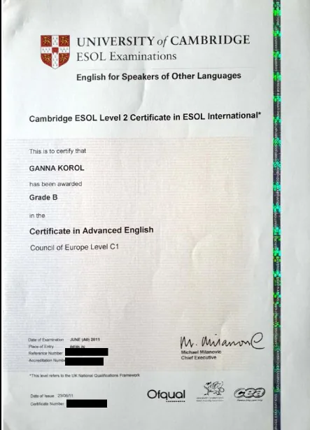 Cambridge Certificate in Advanced English